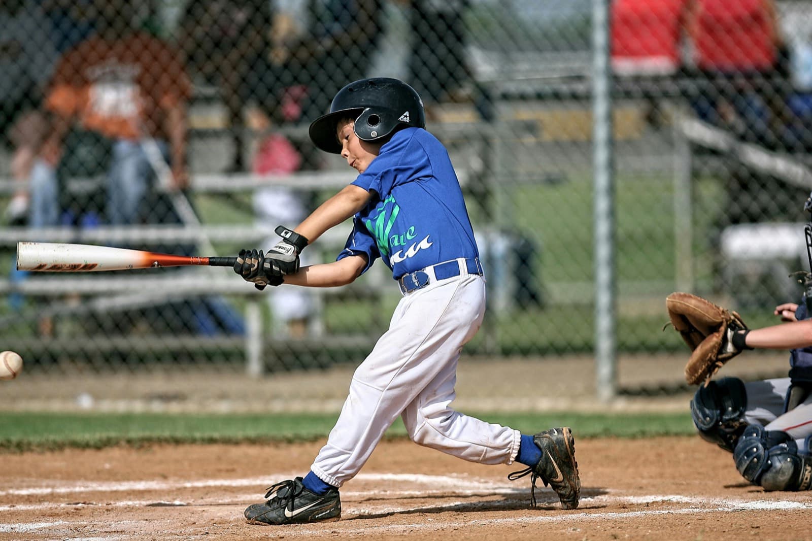 Youth baseball player at bat